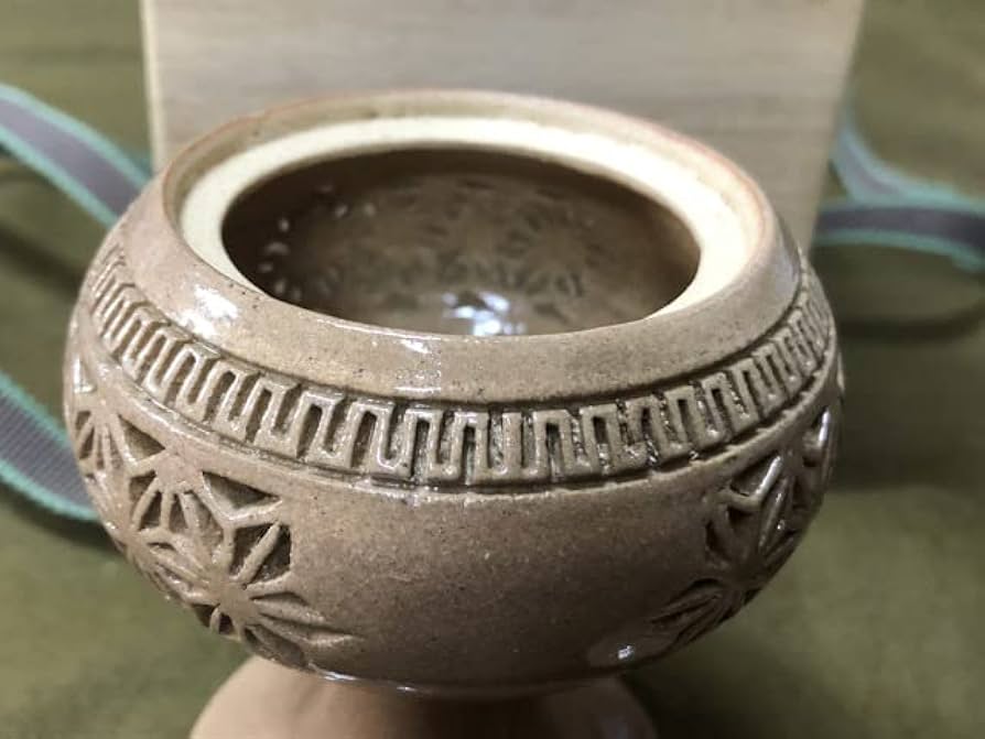 薩摩焼 「ちとせ窯」名工【有水 武則】(作) の『細密透かし香炉』共箱　※美品 薩摩焼 「ちとせ窯」名工【有水 武則】(作) の『細密透かし香炉